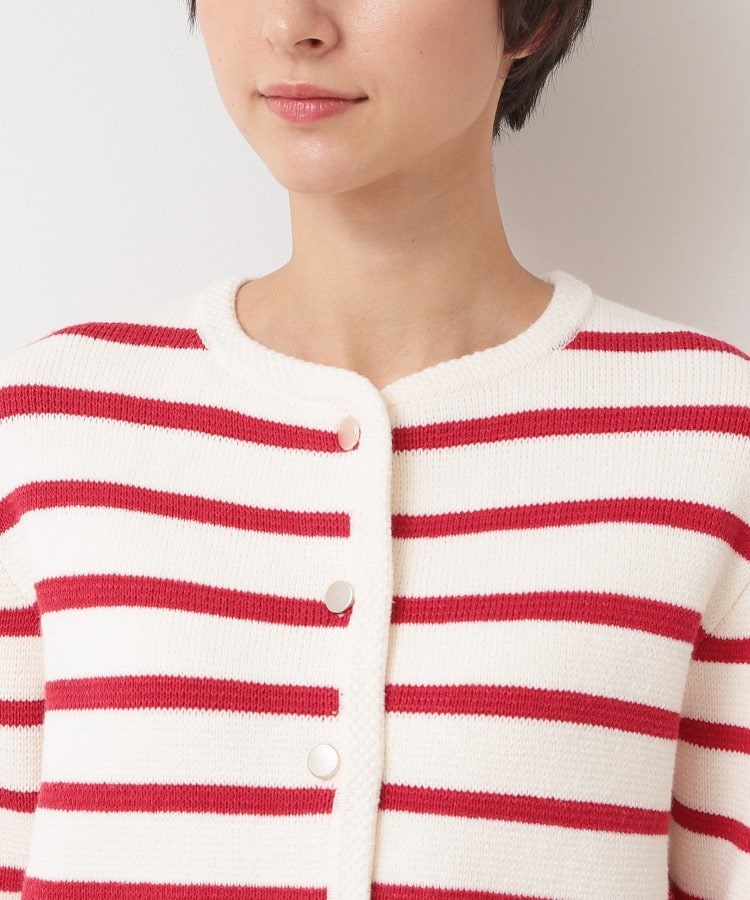デッサン(レディース)(Dessin(Ladies))の【洗える】ゴールドボタン付きボーダーカーディガン16
