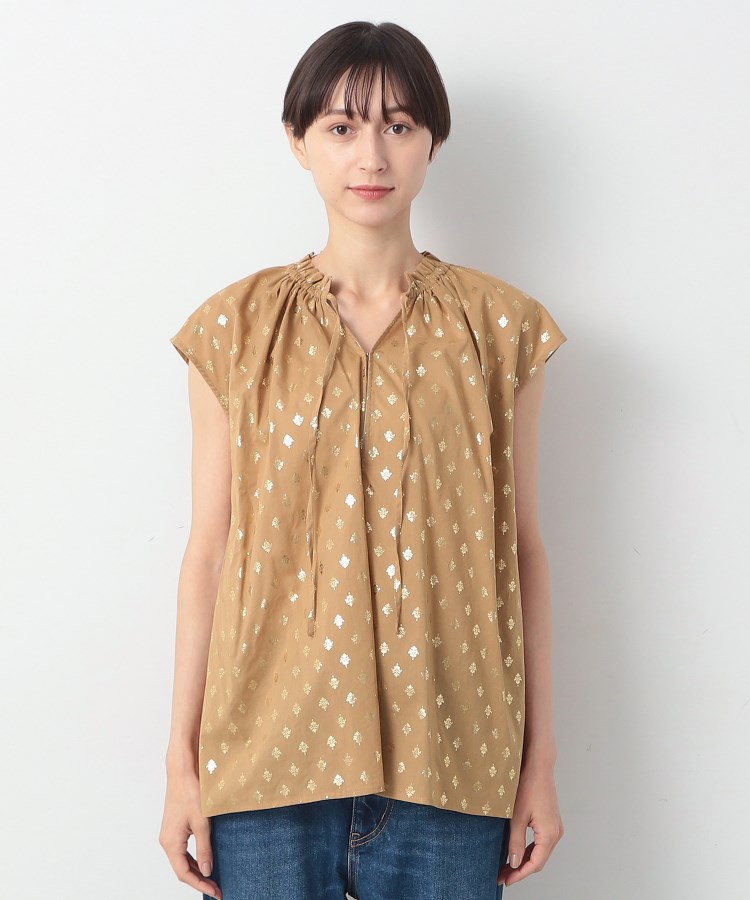 デッサン(レディース)(Dessin(Ladies))の【洗える】箔プリントフリルネックブラウス9