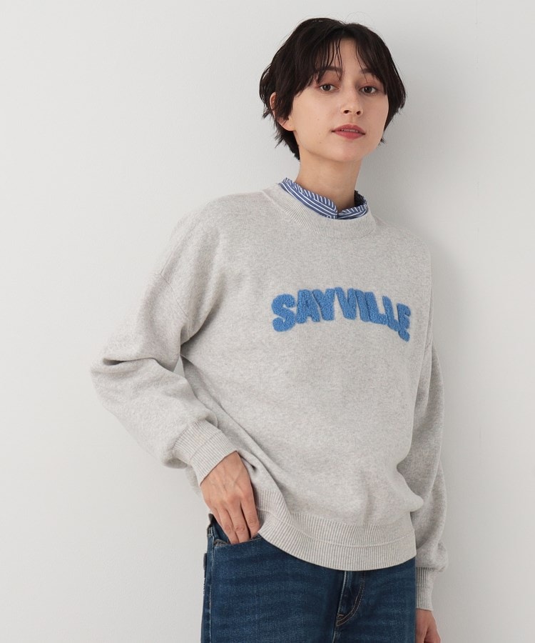 洗える】サガラ刺繍ロゴニット(XS~L)(ニット/セーター 洗える】サガラ刺繍ロゴニット(XS~L)(ニット/セーター