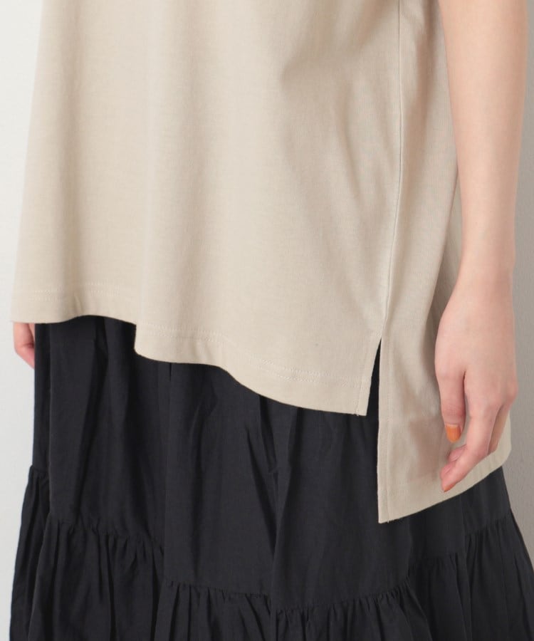 洗える】箔プリントチュニックTシャツ（XS～L）（Tシャツ