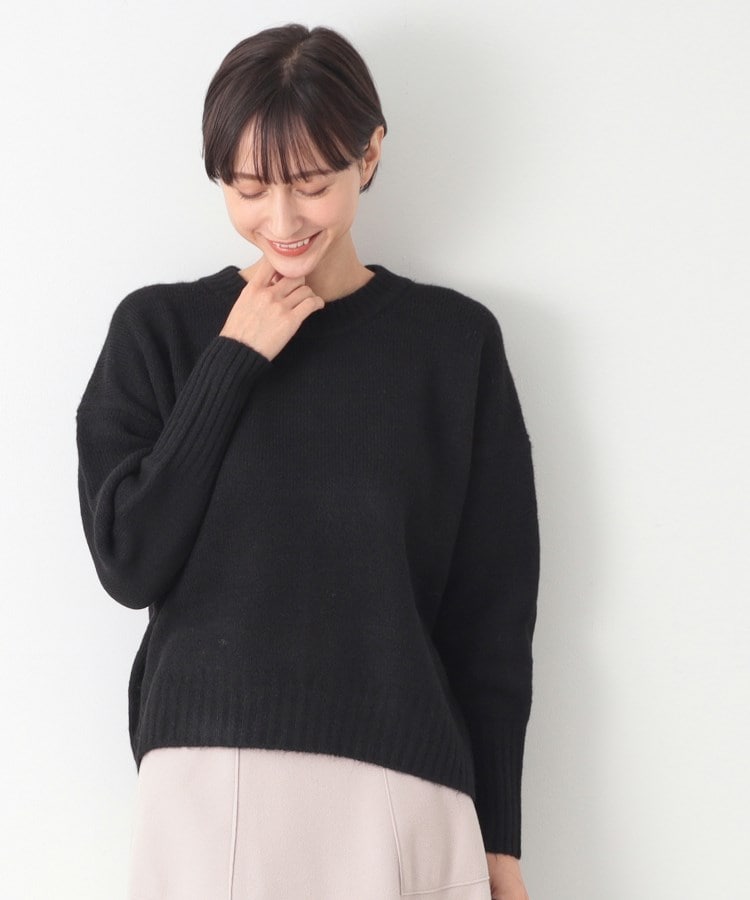 洗える】ショート丈ワイドクルーネックニット(XS~L)(ニット 洗える】ショート丈ワイドクルーネックニット(XS~L)(ニット