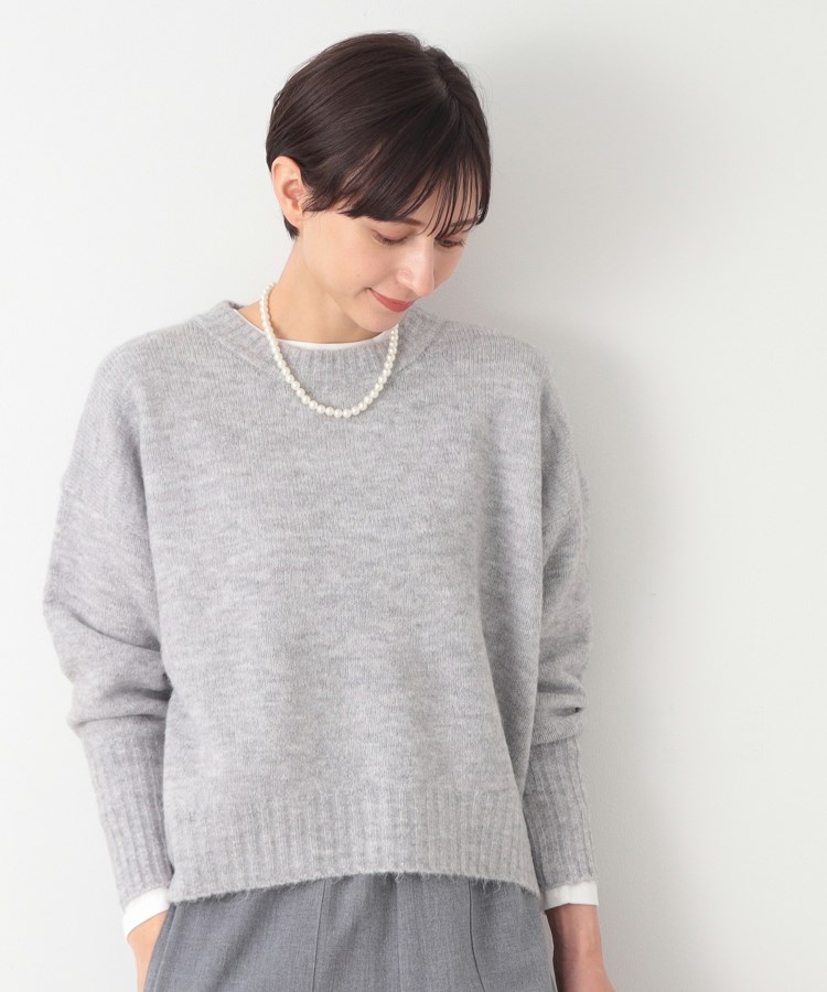 デッサン(レディース)(Dessin(Ladies))の【洗える】ショート丈ワイドクルーネックニット（XS～L） グレー(012)