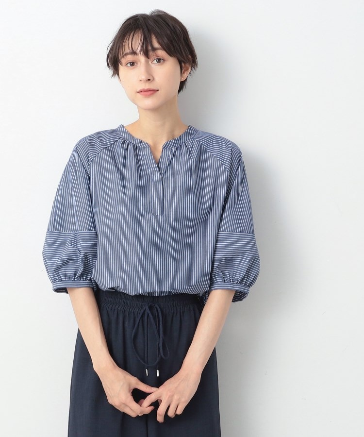デッサン(レディース)(Dessin(Ladies))の【洗える】ランタンスリーブブラウス（XS～L） ネイビー(394)
