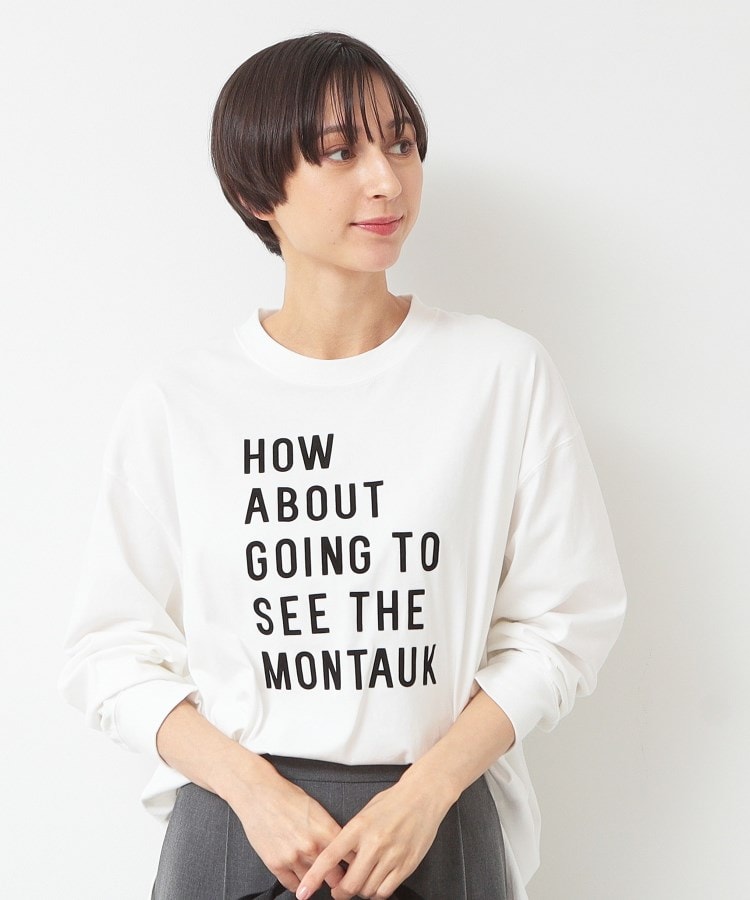 デッサン(レディース)(Dessin(Ladies))の【洗える】ロゴロングスリーブTシャツ ホワイト(002)