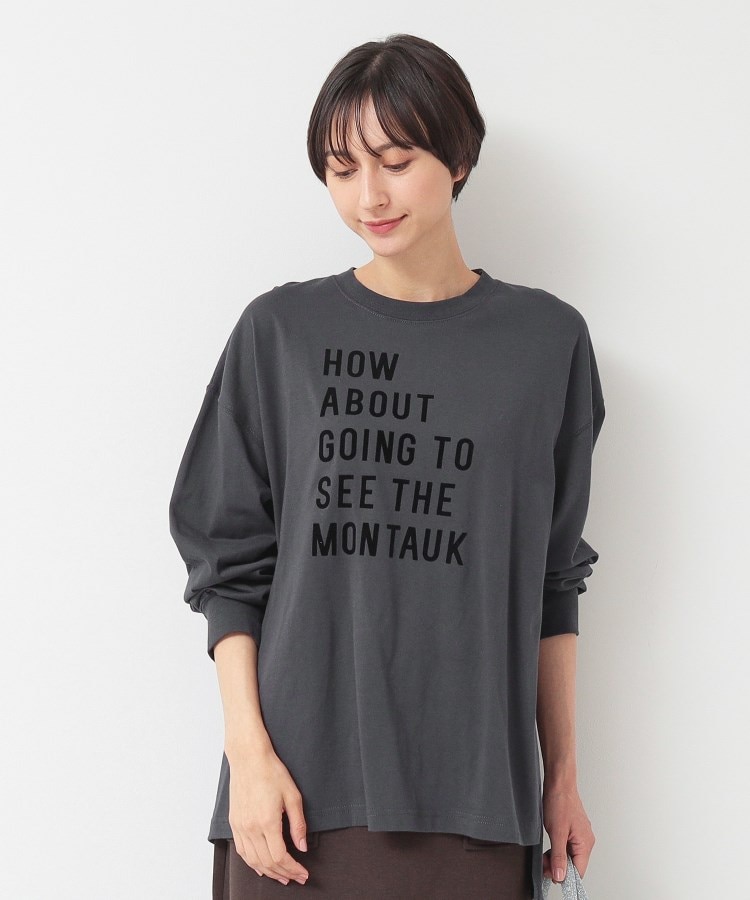 デッサン(レディース)(Dessin(Ladies))の【洗える】ロゴロングスリーブTシャツ チャコールグレー(014)