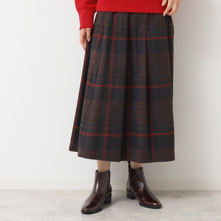 デッサン(レディース)(Dessin(Ladies))の【洗える】チェック柄タックプリーツスカート(XS~L) ミモレスカート