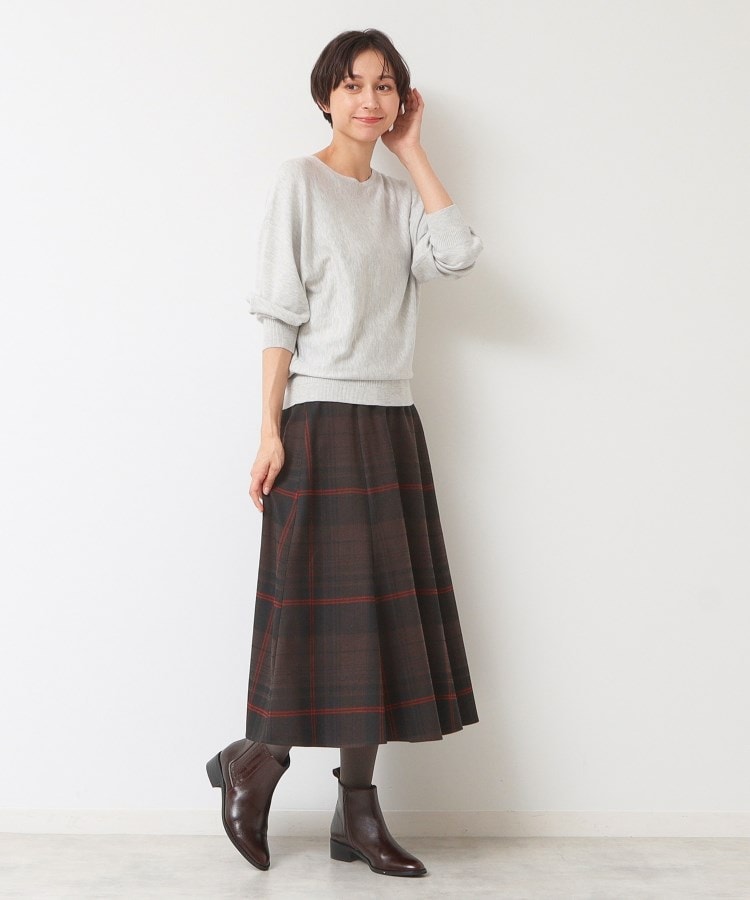 後ろゴム・洗える】チェック柄フレアースカート(XS~L)(ミモレ 後ろゴム・洗える】チェック柄フレアースカート(XS~L)(ミモレ