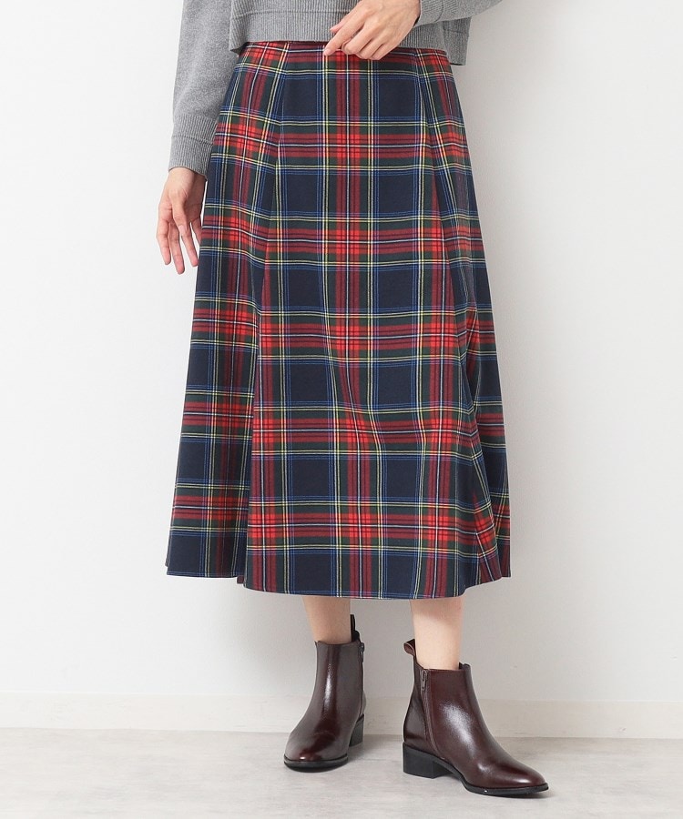 デッサン(レディース)(Dessin(Ladies))の【後ろゴム・洗える】チェック柄フレアースカート(XS～L) ブルー(293)