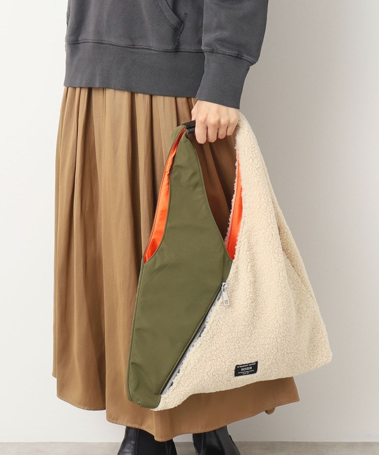 デッサン(レディース)(Dessin(Ladies))のトライアングルバイカラートート オリーブグリーン(526)
