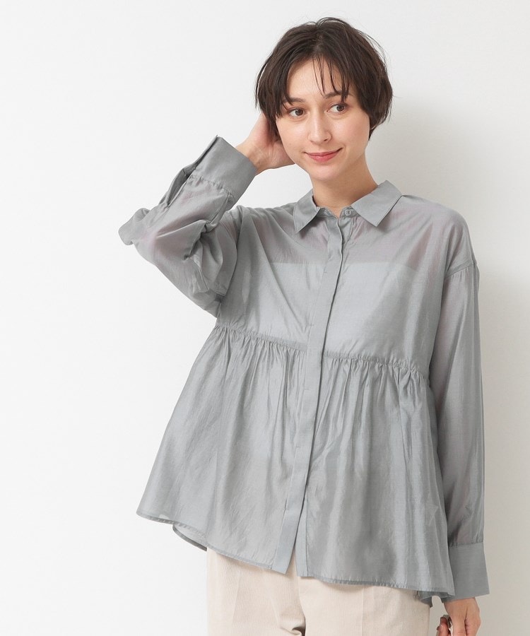 デッサン(レディース)(Dessin(Ladies))の【洗える】シアーペプラムシャツ（S～L）1