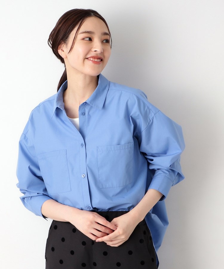 デッサン(レディース)(Dessin(Ladies))の【洗える】オーバーシャツ ブルー(092)
