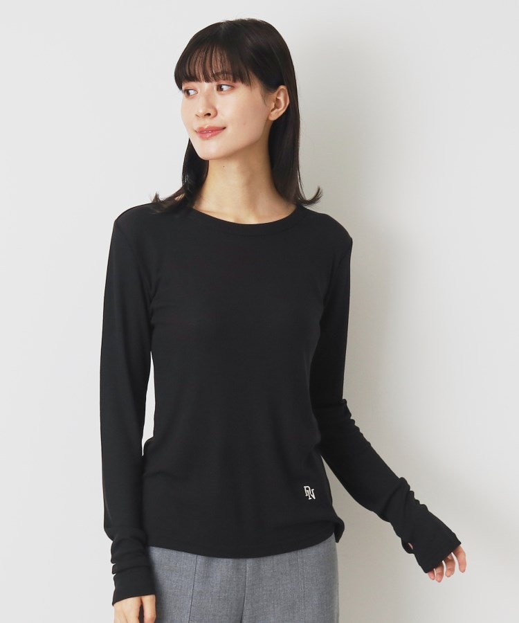 デッサン(レディース)(Dessin(Ladies))の【洗える】リブクルーネックロングスリーブ ブラック(019)