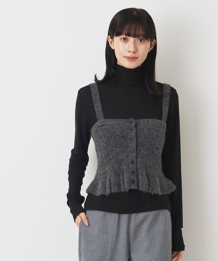 デッサン(レディース)(Dessin(Ladies))のリブタートルネックロングスリーブ ブラック(019)