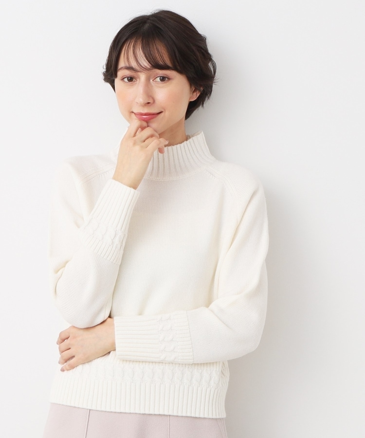 洗える】ハイネッククロップドニット(XS~L)(ニット/セーター 洗える】ハイネッククロップドニット(XS~L)(ニット/セーター