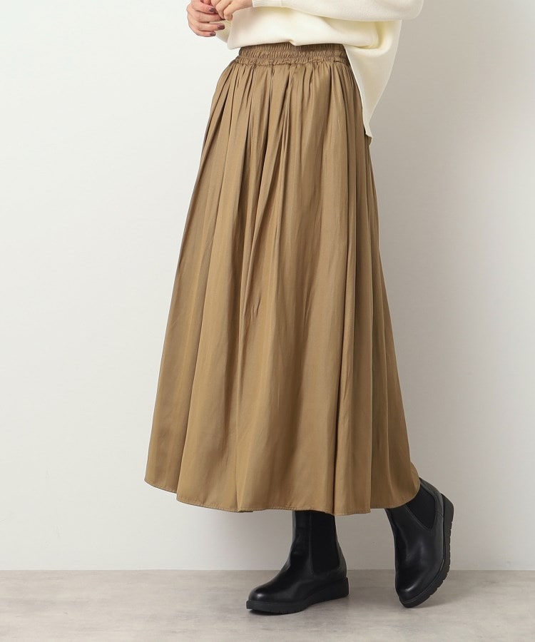 デッサン(レディース)(Dessin(Ladies))の【洗える】コーティングサテンスカート キャメルブラウン(041)