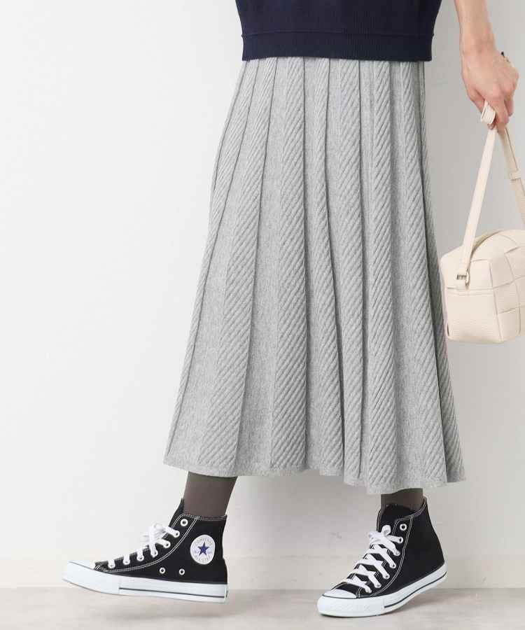 デッサン(レディース)(Dessin(Ladies))の【洗える】ヤブリ柄ニットスカート（S～L） グレー(012)