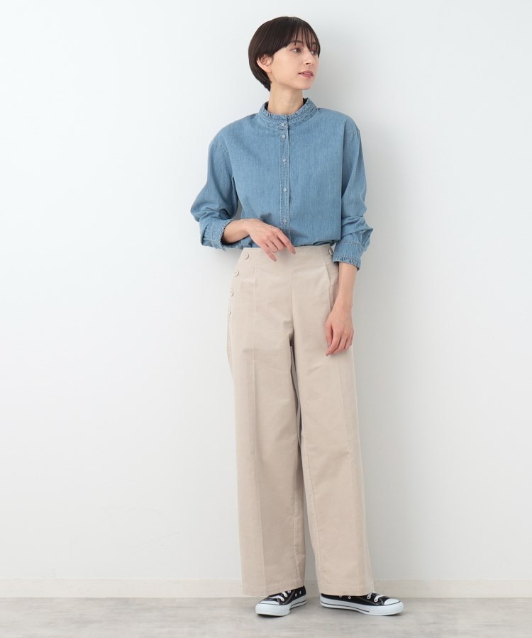 デッサン(レディース)(Dessin(Ladies))の【洗える】フリルネックデニムシャツ3