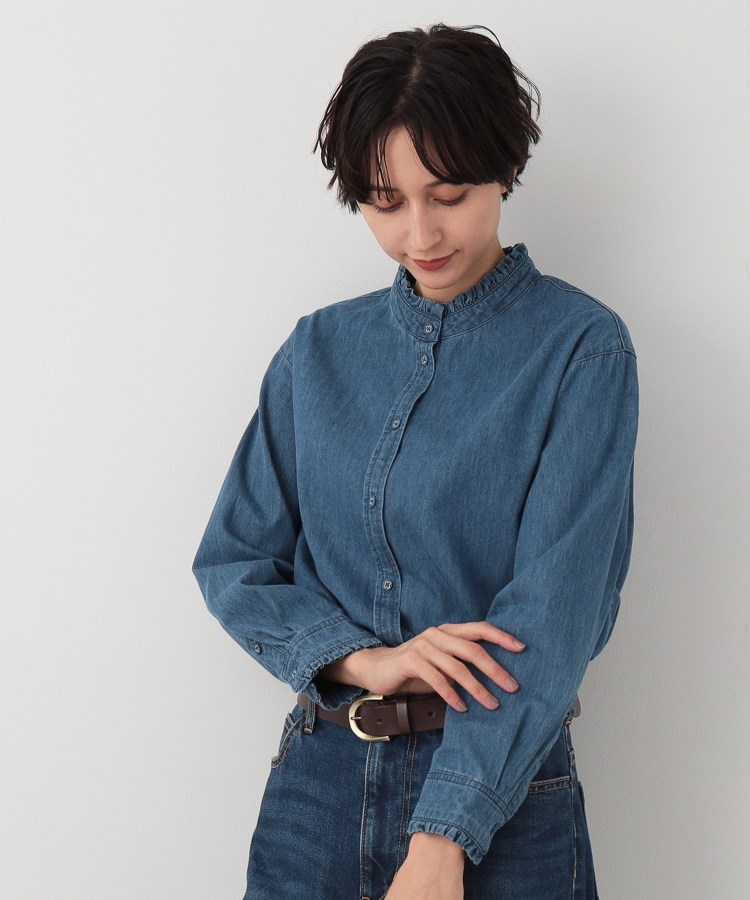 デッサン(レディース)(Dessin(Ladies))の【洗える】フリルネックデニムシャツ6