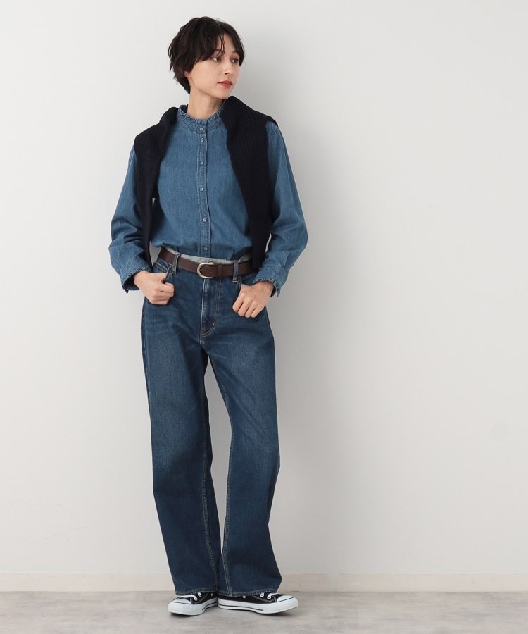 デッサン(レディース)(Dessin(Ladies))の【洗える】フリルネックデニムシャツ7