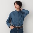 デッサン(レディース)(Dessin(Ladies))の【洗える】フリルネックデニムシャツ ブルー(092)