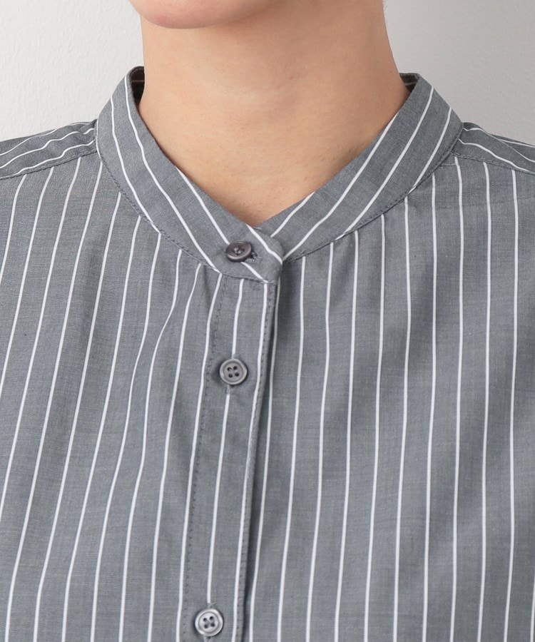 洗える】バルーンスリーブバンドカラーシャツ(XS~L)(シャツ 洗える】バルーンスリーブバンドカラーシャツ(XS~L)(シャツ