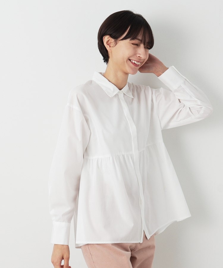 デッサン(レディース)(Dessin(Ladies))の【洗える】シャツカラーペプラムブラウス1
