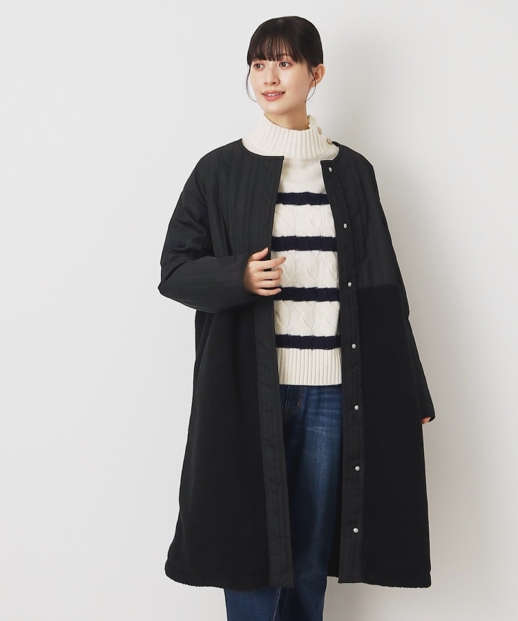 デッサン(レディース)(Dessin(Ladies))の中綿キルトドッキングコート（S～L） ブラック(019)