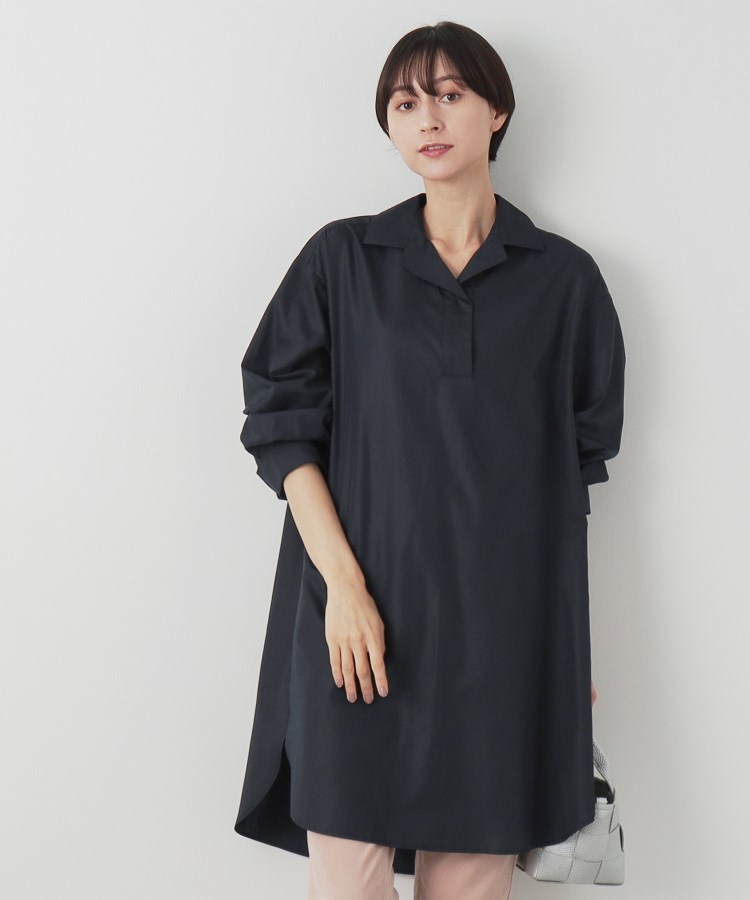 デッサン(レディース)(Dessin(Ladies))の【洗える】スキッパーシャツワンピース ネイビー(094)