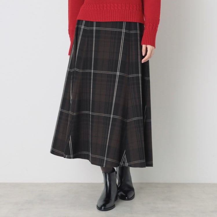 デッサン(レディース)(Dessin(Ladies))の【洗える】起毛チェック柄切替フレアースカート（XS～L） マキシ・ロングスカート