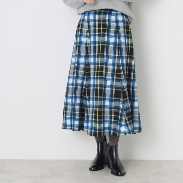 デッサン(レディース)(Dessin(Ladies))の【洗える】起毛チェック柄切替フレアースカート（XS～L） マキシ・ロングスカート