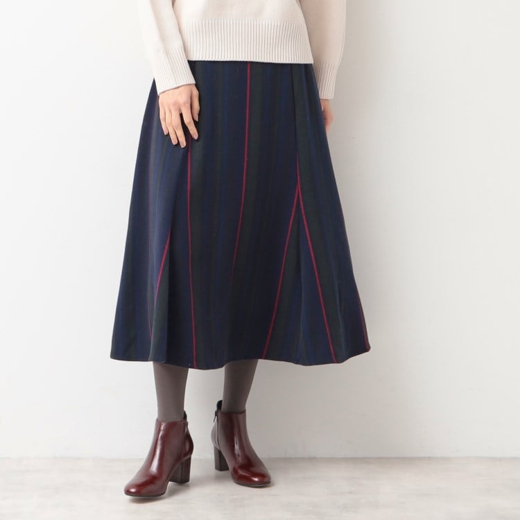 デッサン(レディース)(Dessin(Ladies))の【洗える】起毛チェック柄切替フレアースカート（XS～L） マキシ・ロングスカート