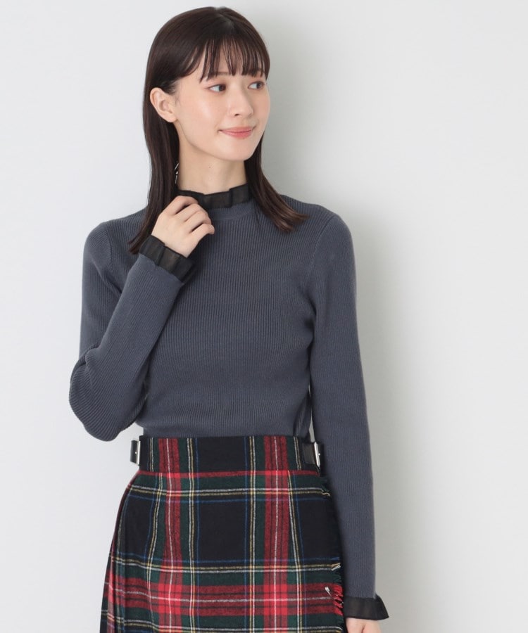 デッサン(レディース)(Dessin(Ladies))の【洗える】シースルーフリルネックリブニット5