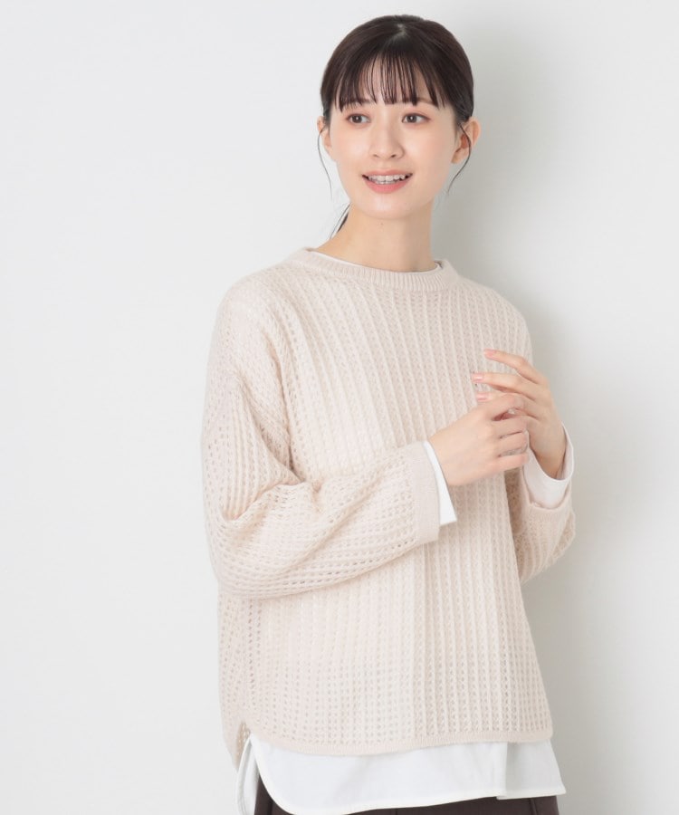 デッサン(レディース)(Dessin(Ladies))の【洗える】ウールブレンドメッシュニット アイボリー(004)