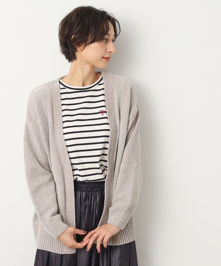 デッサン(レディース)(Dessin(Ladies))の【洗える】モール素材カーディガン ライトグレー(511)