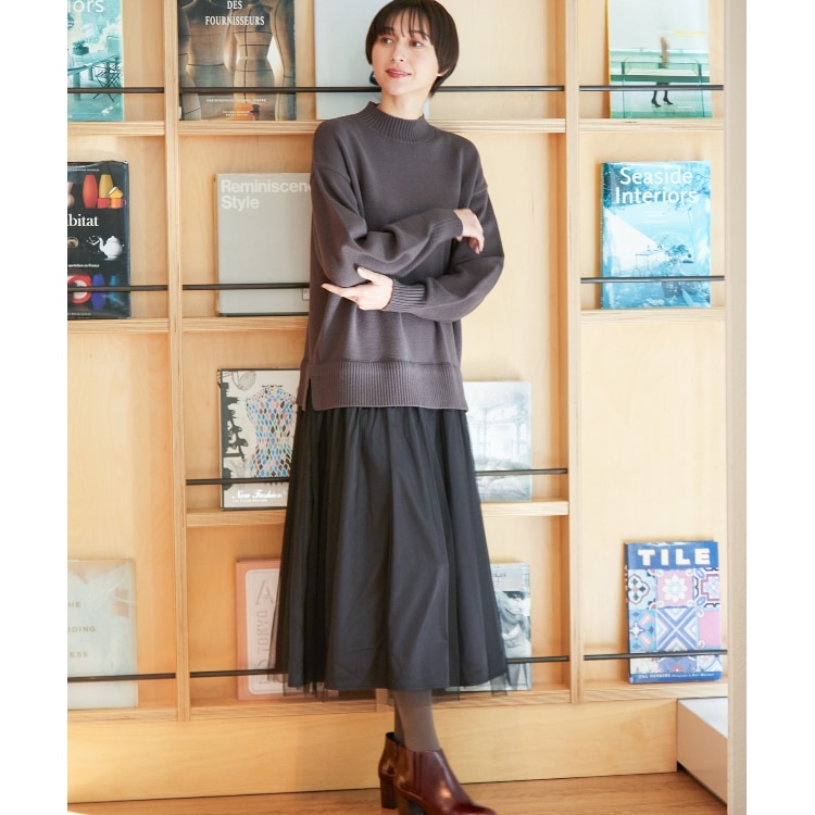 デッサン(レディース)(Dessin(Ladies))の【洗える】チュールスカートドッキングワンピース マキシ・ロングワンピース