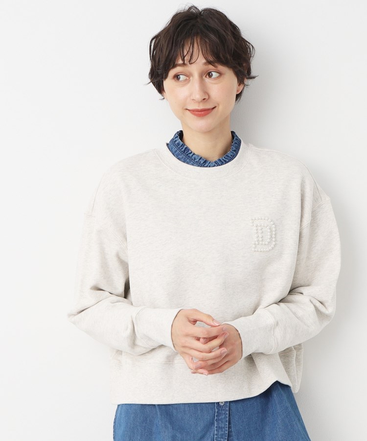 デッサン(レディース)(Dessin(Ladies))の【洗える】パール調ロゴ付きスウェット グレージュ(050)