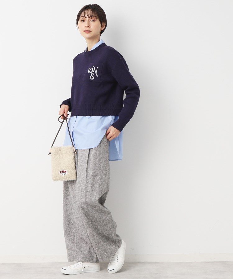 デッサン(レディース)(Dessin(Ladies))の【後ろゴム・洗える・4サイズ展開】ワンタック入りツイードワイドパンツ（XS～L）6