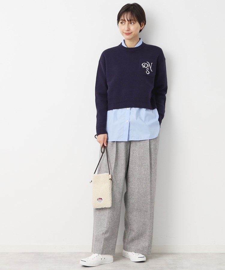 デッサン(レディース)(Dessin(Ladies))の【後ろゴム・洗える・4サイズ展開】ワンタック入りツイードワイドパンツ（XS～L）7