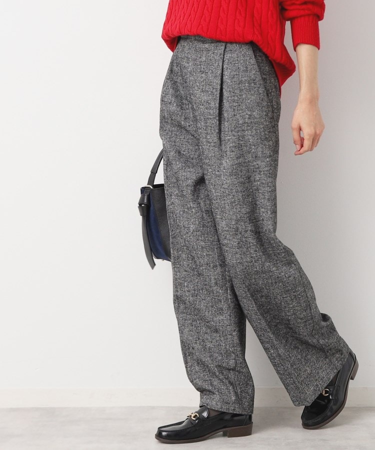 デッサン(レディース)(Dessin(Ladies))の【後ろゴム・洗える・4サイズ展開】ワンタック入りツイードワイドパンツ（XS～L）9