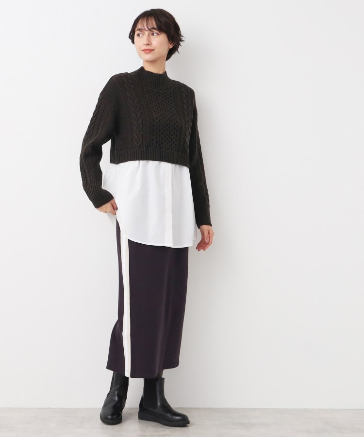 デッサン(レディース)(Dessin(Ladies))の【洗える】シャツ付きレイヤードケーブルニット7