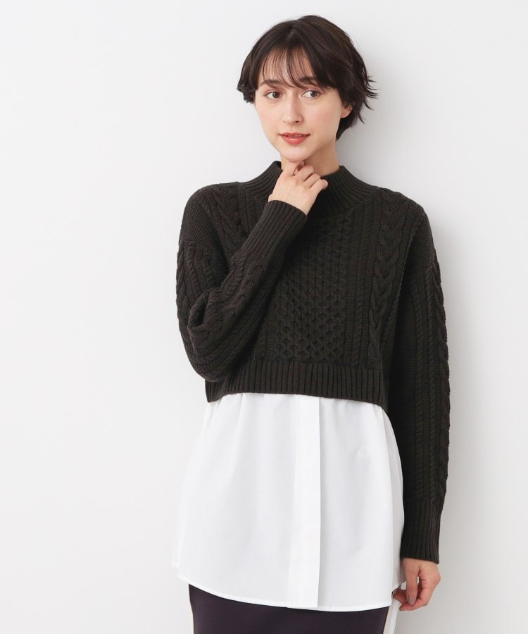 デッサン(レディース)(Dessin(Ladies))の【洗える】シャツ付きレイヤードケーブルニット5