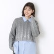 デッサン(レディース)(Dessin(Ladies))の【洗える】ショート丈箔プリントケーブルニット5
