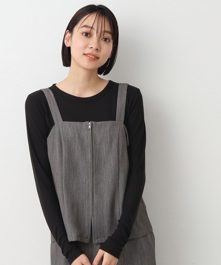 デッサン(レディース)(Dessin(Ladies))の【洗える】フロントファスナー付きビスチェ グレー(012)
