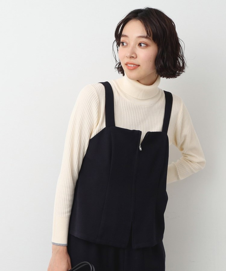 デッサン(レディース)(Dessin(Ladies))の【洗える】フロントファスナー付きビスチェ ネイビー(094)