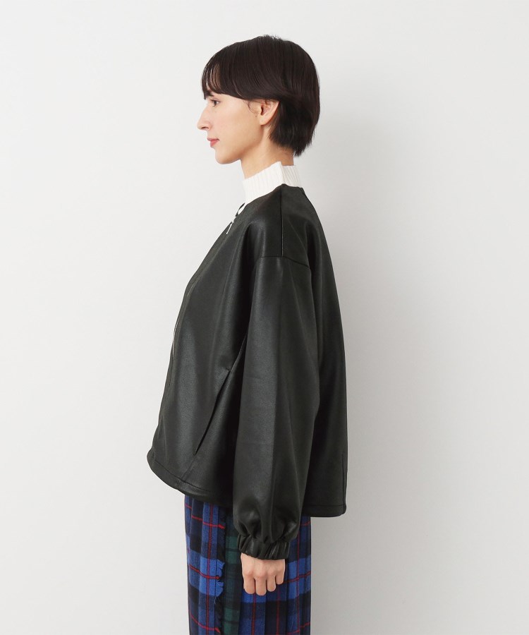 デッサン(レディース)(Dessin(Ladies))の【洗える】レザー調クルーネックジャケット10