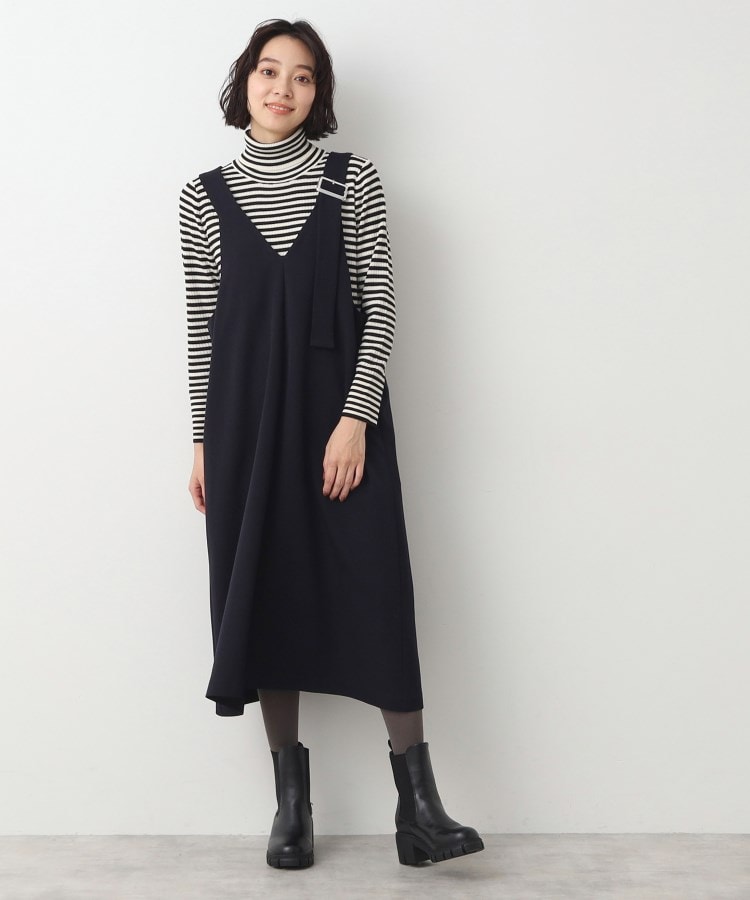 デッサン(レディース)(Dessin(Ladies))の【洗える】ベルト付きジャンパースカート ネイビー(094)