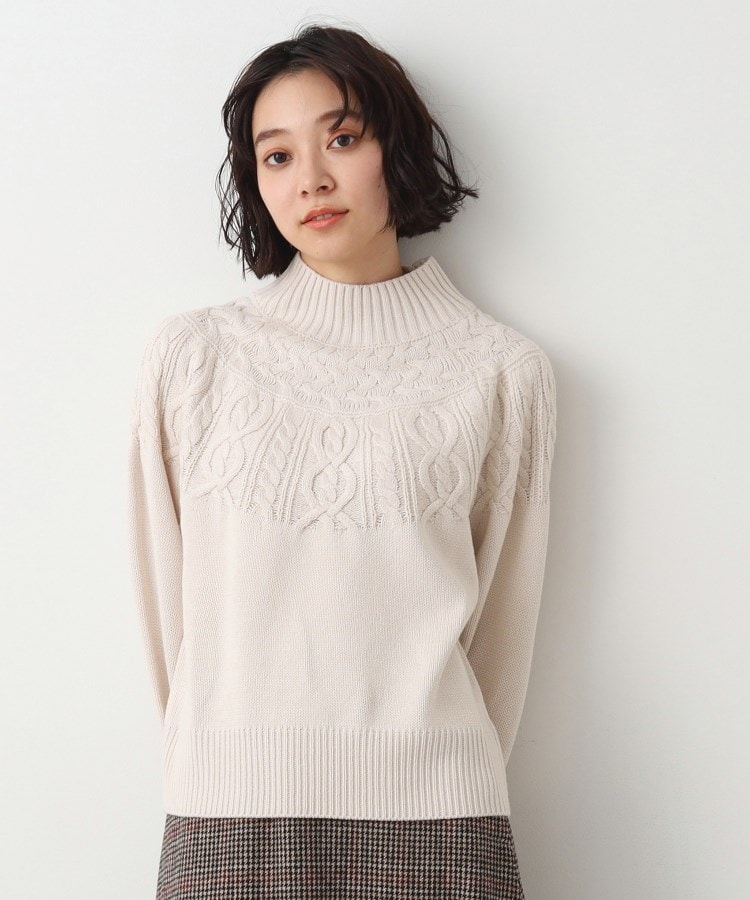 デッサン(レディース)(Dessin(Ladies))の【洗える・4サイズ展開】求心ケーブルニット（XS～L） アイボリー(004)