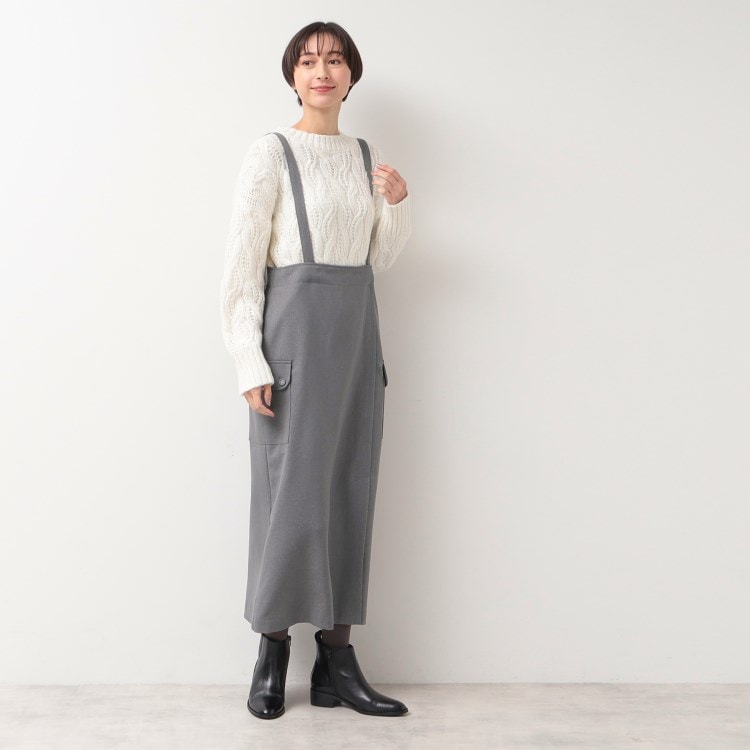 デッサン(レディース)(Dessin(Ladies))の【洗える・2WAY】サスペンダー付きフラップポケットスカート（XS～L） マキシ・ロングスカート