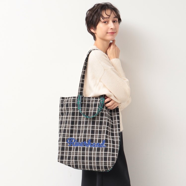 デッサン(レディース)(Dessin(Ladies))の【軽量・2WAY・A4サイズ可】刺繍チェックトート トートバッグ