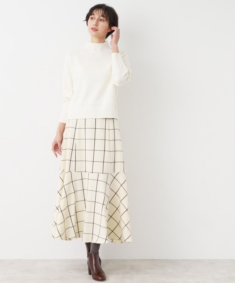 デッサン(レディース)(Dessin(Ladies))の【後ろゴム・洗える】起毛チェック柄切り替えフレアスカート（XS～L）2